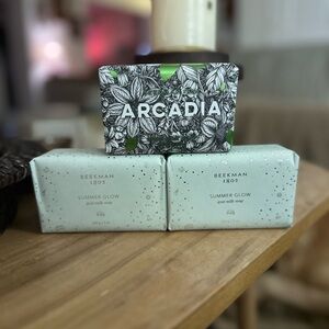 Beekman 1802 Arcadia Green and Summer Glow Cream Goat Milk Soap Set 3- 9 oz bars